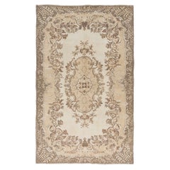 6.6x10.7 Ft Hand-Knotted Vintage Turkish Area Rug with Floral Medallion Design