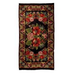 6.8x12.2 Ft Vintage Bessarabian Kilim, handgewebter Wollteppich, floraler Wandbehang