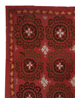 6.6x12.3 Ft Central Asian Suzani Textile, Embroidered Cotton & Silk Wall Hanging
