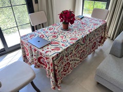 6'6"x7'9" Embroidered Silk Bed Cover. Suzani Table Cover. Vintage Handmade Throw