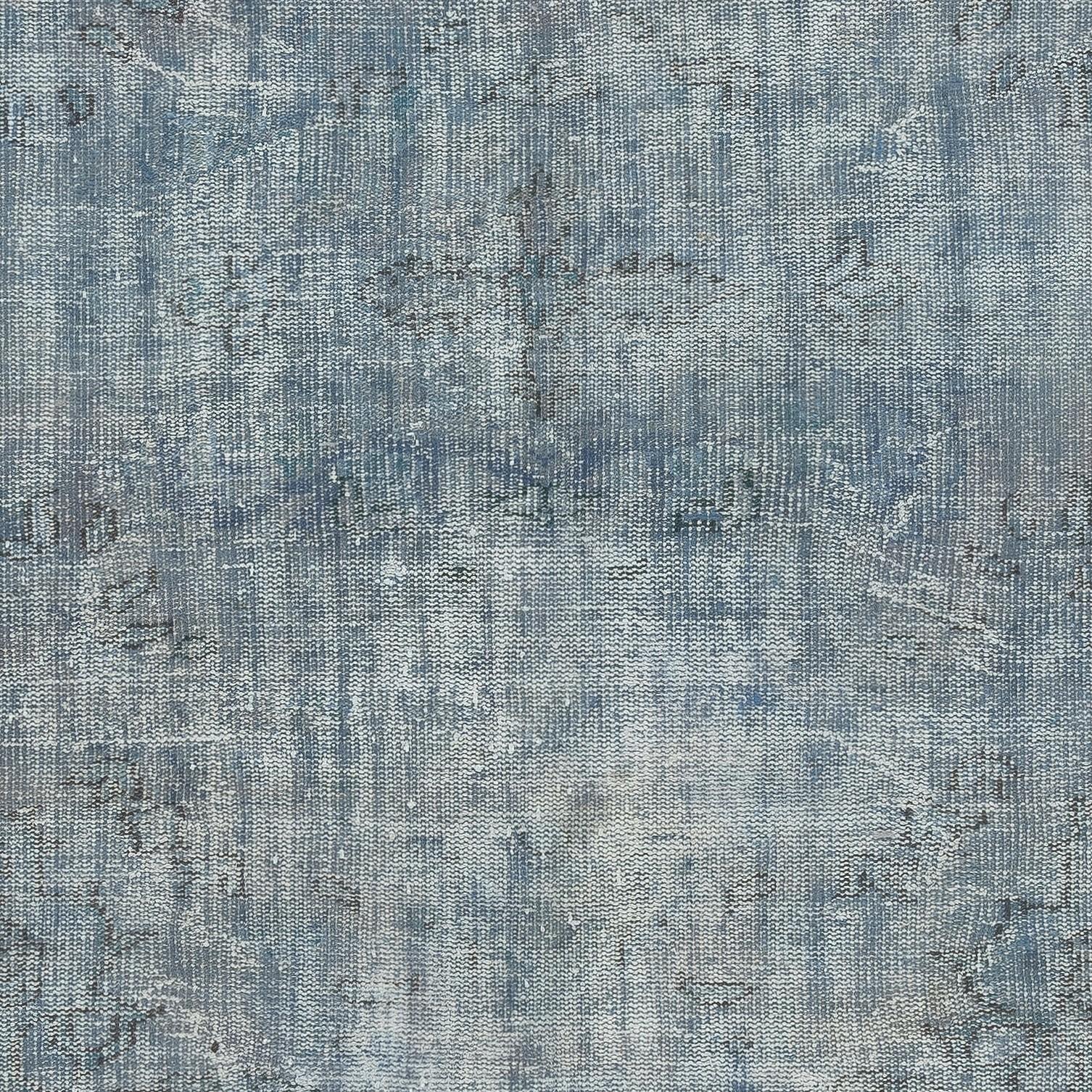 6.6x8.6 Ft Vintage Turkish Area Rug redyed in Blue Color for modern interiors In Good Condition For Sale In Spring Valley, NY