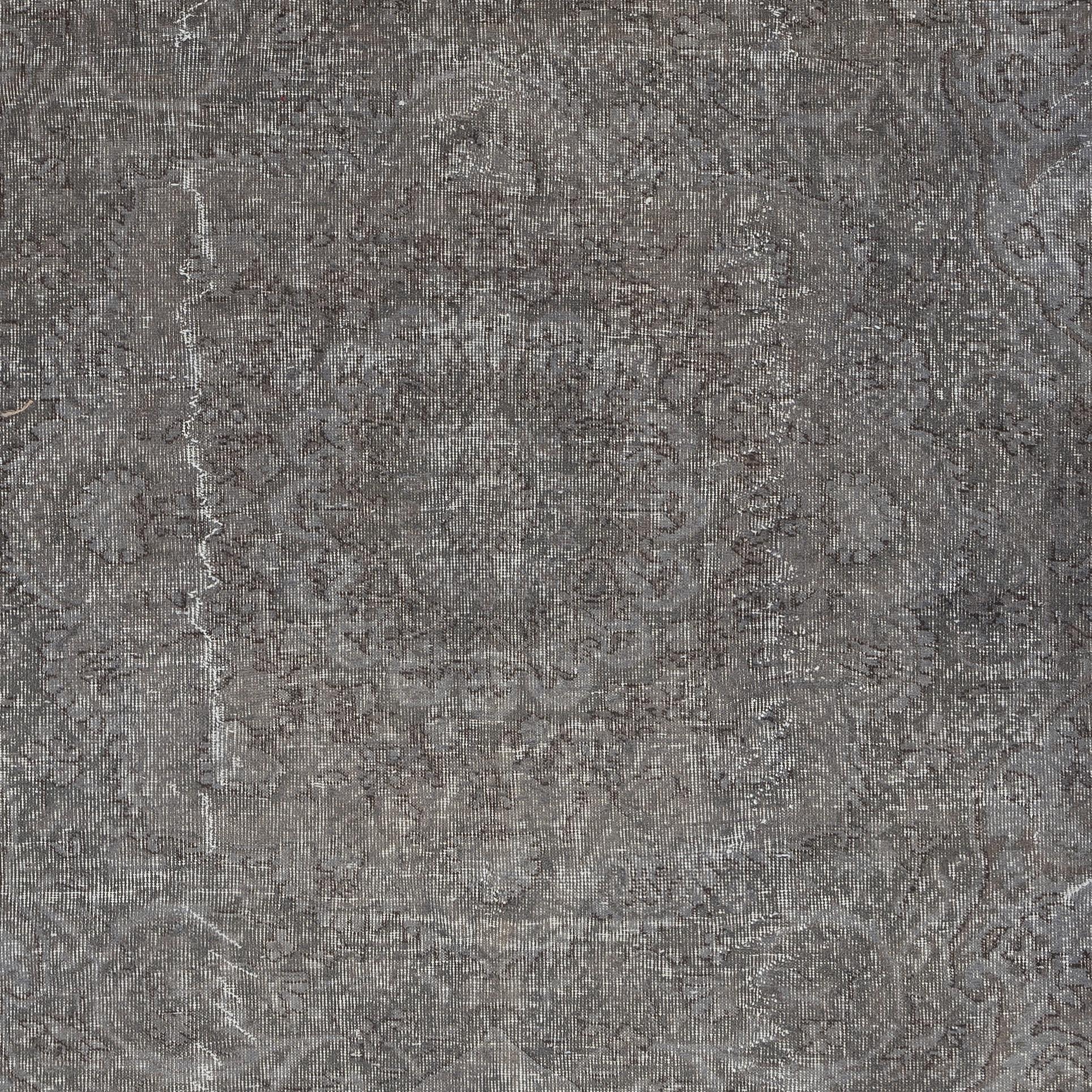 6.6x9 Ft handgeknüpfter Vintage Gray Wollteppich. Moderner türkischer Overdyed-Teppich (Handgeknüpft) im Angebot