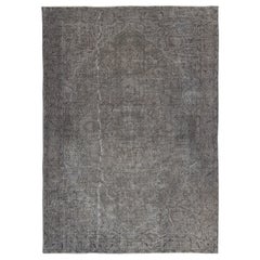 6.6x9 Ft handgeknüpfter Vintage Gray Wollteppich. Moderner türkischer Overdyed-Teppich