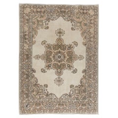 6.6x9 Ft Vintage Hand Knotted Anatolian Oushak Area Rug in Soft Earthy Colors