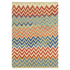 6
6"x9
3" Colorful, Afghan Kilim Flat Weave, Organic Wool Hand Woven Rug