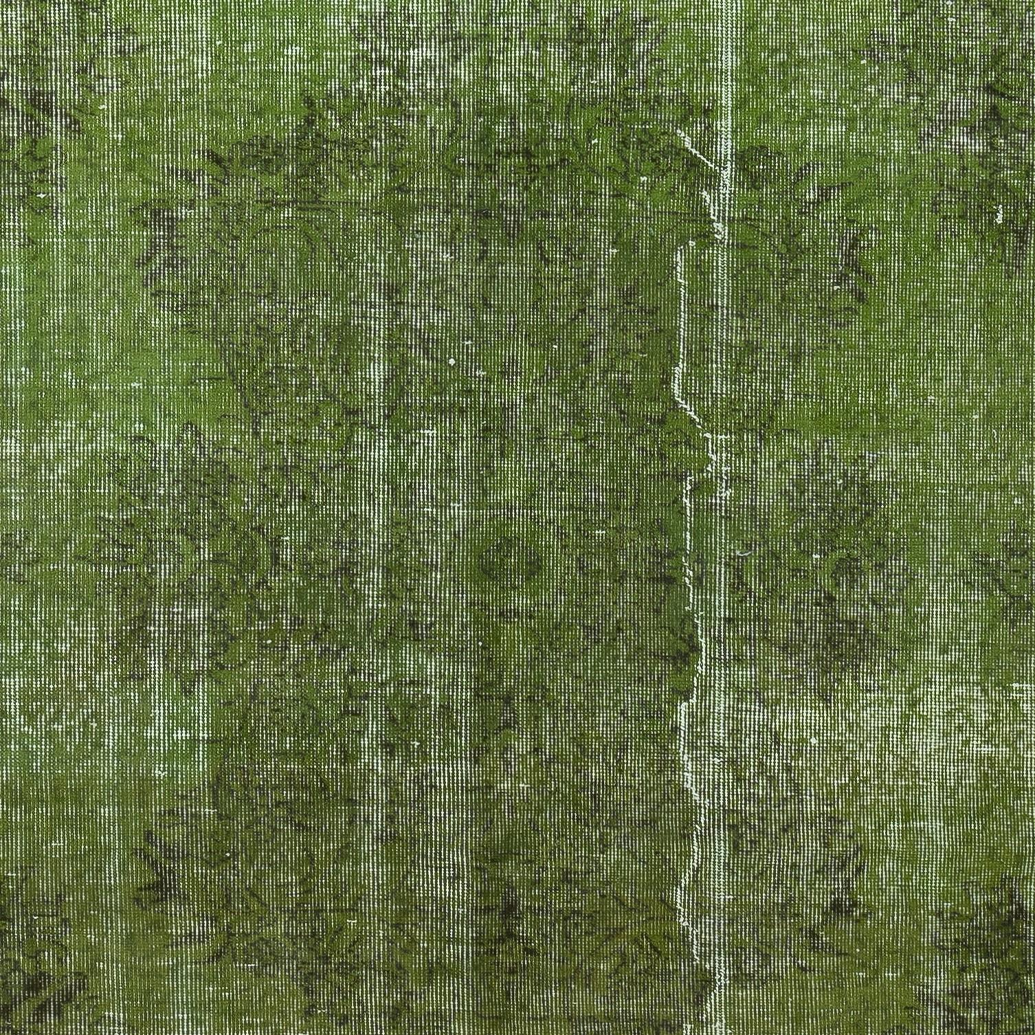 6.6x9.4 Ft Green Color Handmade Shabby Chic Turkish Area Rug for Living Room In Good Condition For Sale In Spring Valley, NY