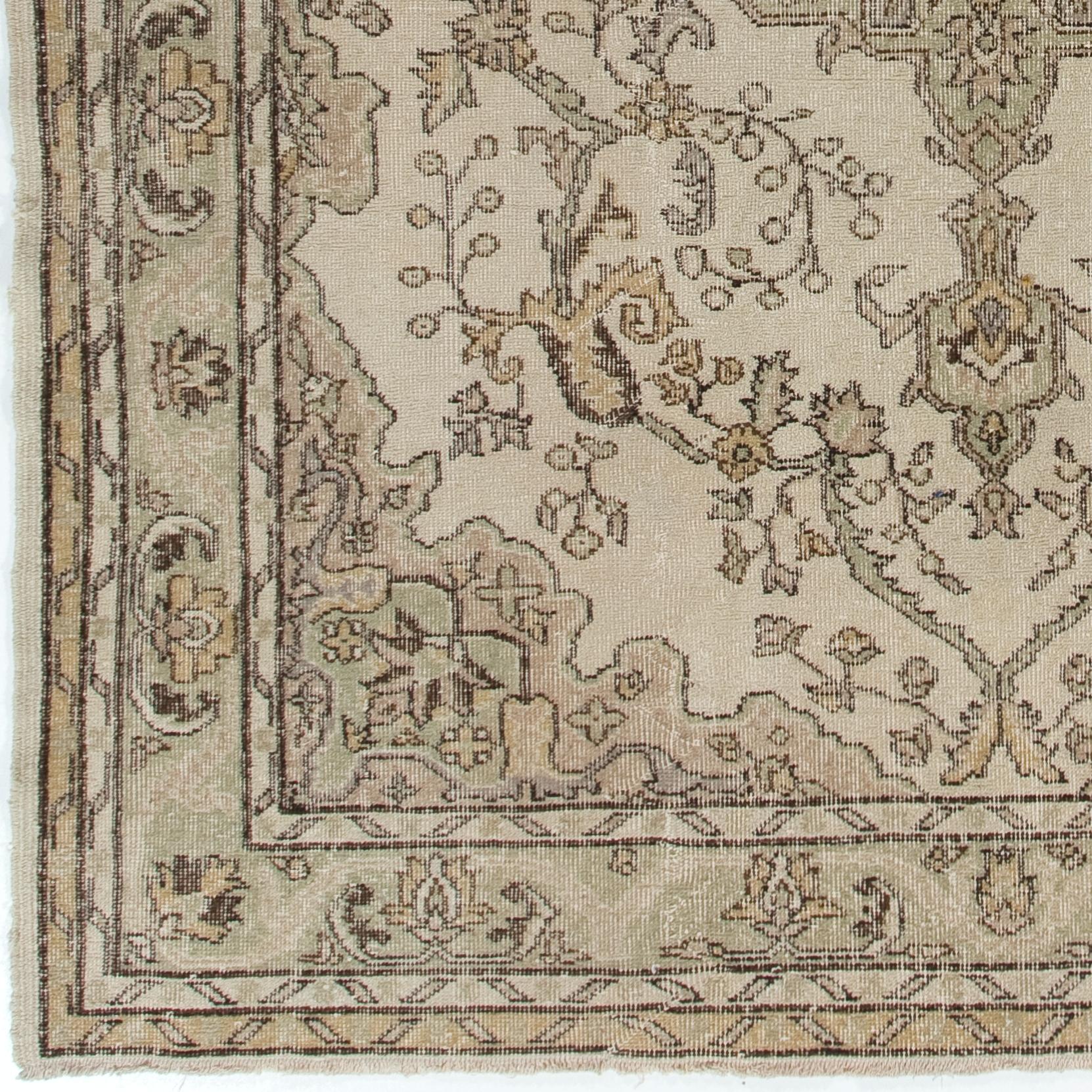 Turco Tappeto vintage in lana turca fatto a mano 6.6x9.4 Ft per arredamento rustico e casalingo in vendita