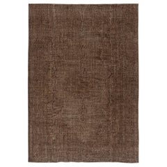 Tappeto turco vintage fatto a mano 6.6x9.5 Ft sovratinto in marrone per interni moderni