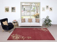 6.6x9.5 Ft Vintage Hand-Knotted Chinese Art Deco Design Red Area Rug