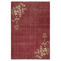 6.6x9.5 Ft Vintage Hand-Knotted Chinese Art Deco Design Red Area Rug (Tapis de sol vintage noué à la main, de style art déco chinois)