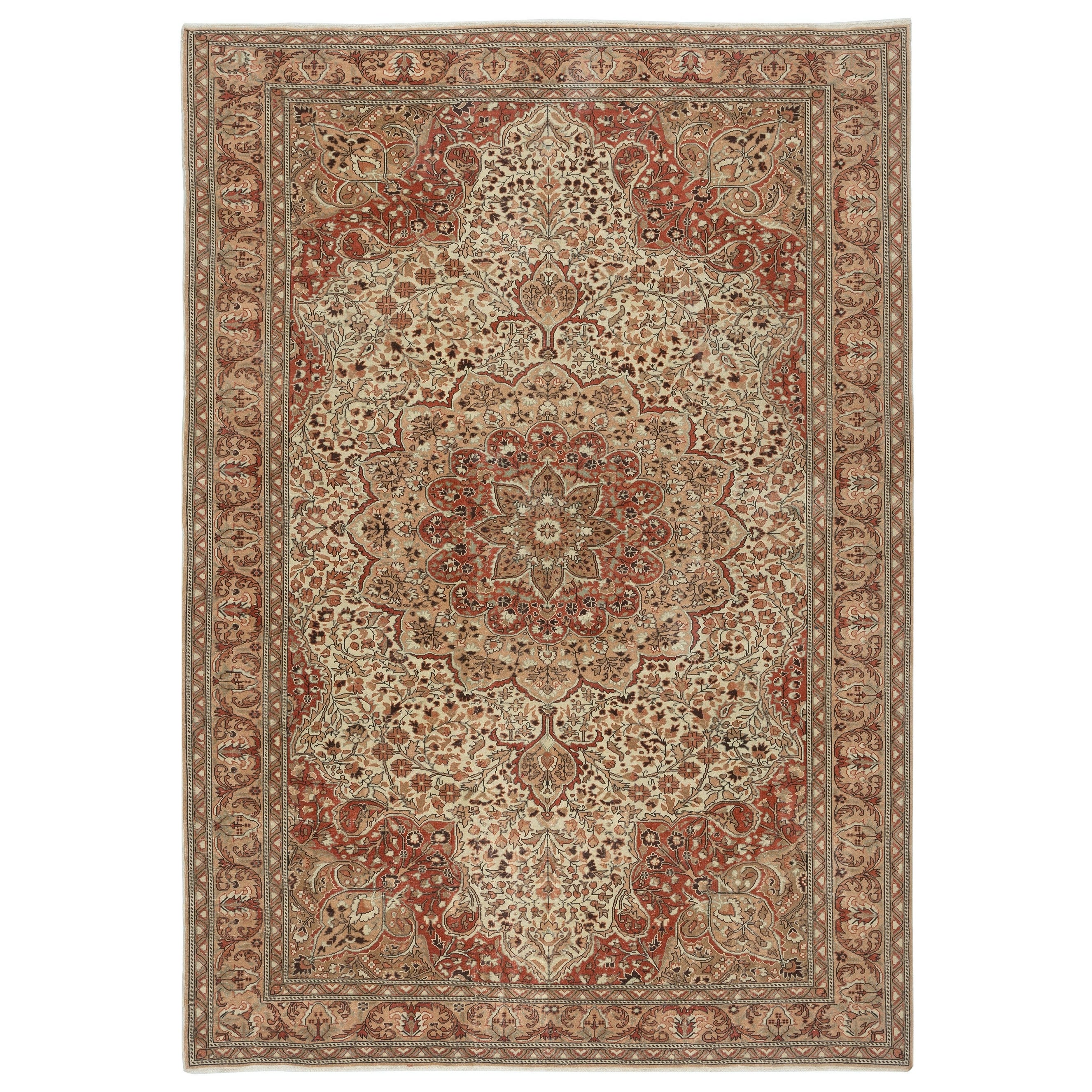 6.6x9.6 Ft Tapis traditionnel en laine turque fait à la main avec design classique en médaillon