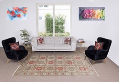 6.6x9.7 Ft 1960's Handmade Kysari Rug, Muted Colors, Geometric & Tribal Patterns