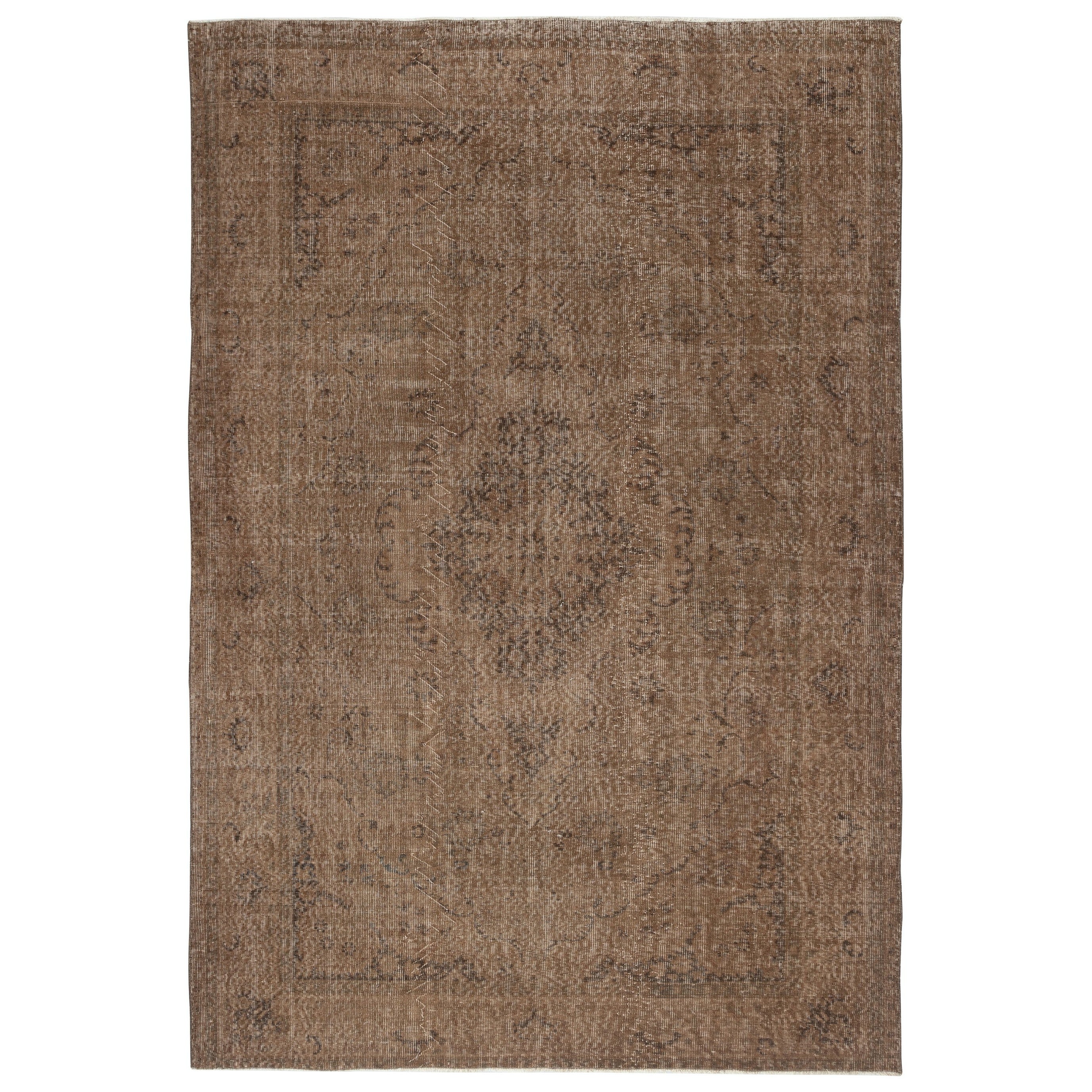 6.6x9.7 Ft Vintage Rug Overdyed in Braun für modernes Interieur. Handgefertigt in der Türkei