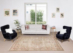 6.6x9.8 Ft Hand Knotted Vintage Turkish Kayseri Rug, Medallion Design, Wool Pile