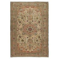 6.6x9.8 Ft HandKnotted Vintage Turkish Area Rug with Medallion Design, Wool Pile