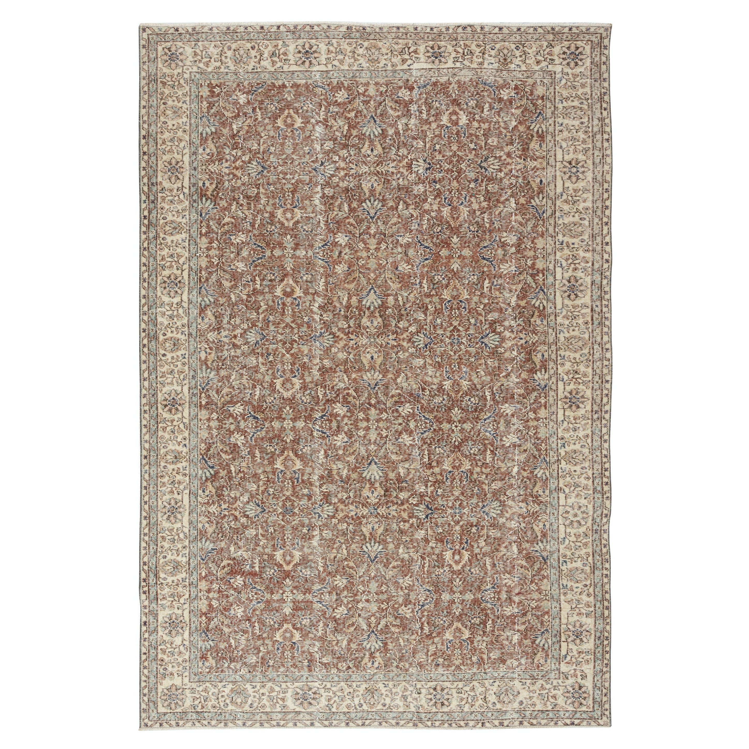 6.6x9.8 Ft Vintage handgefertigte türkische rote Wolle Bereich Teppich mit floralen Design