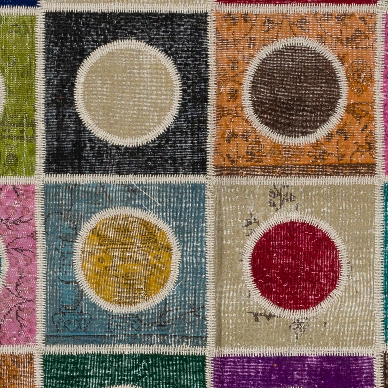 6.6x9.9 ft bunte lebendige handgemachte Patchwork-Teppich, benutzerdefinierte Optionen verfügbar (Moderne) im Angebot