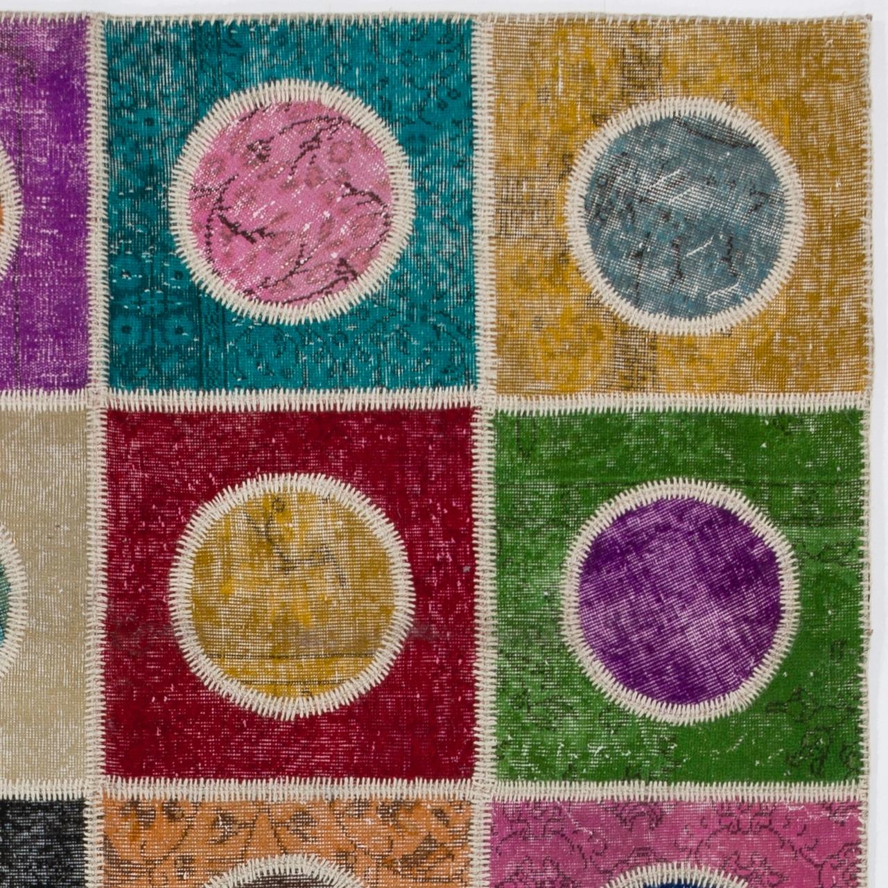 6.6x9.9 ft bunte lebendige handgemachte Patchwork-Teppich, benutzerdefinierte Optionen verfügbar (Türkisch) im Angebot