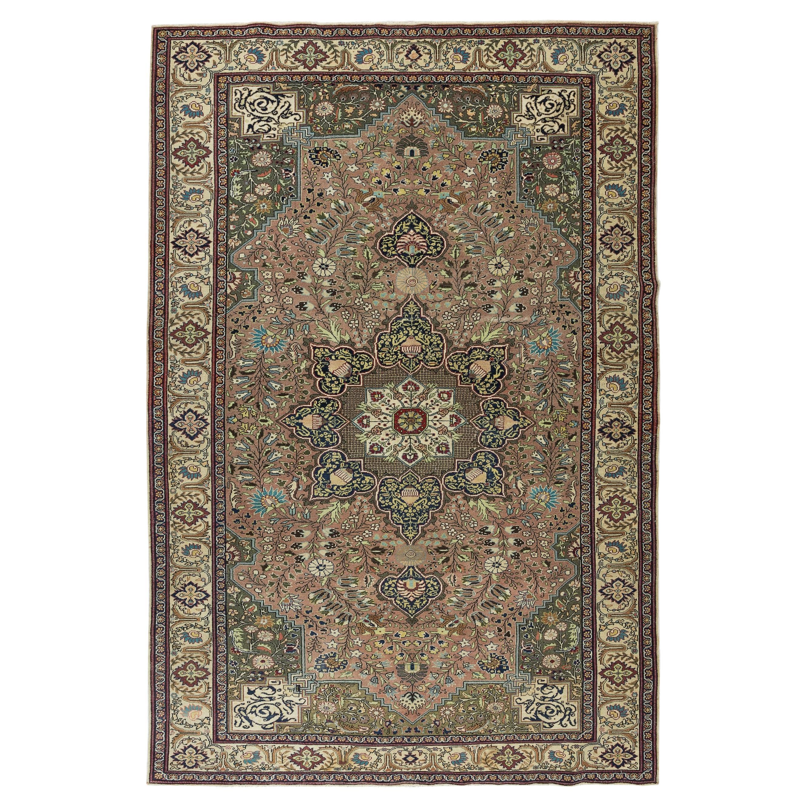 6.6x9.9 Ft Traditional Vintage Hand Knotted Anatolian Rug for Living Room Decor