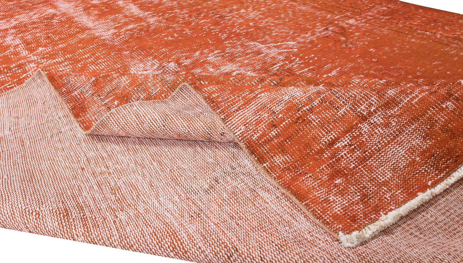 6.6x10 Ft Handgefertigter türkischer Teppich in Orange, neu gefärbt, für moderne Inneneinrichtung (Moderne) im Angebot