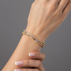 67 Baguette Diamond 14K (or 18k upon request) Yellow Gold Bangle Bracelet