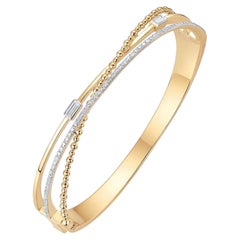 67 Baguette Diamond 14K (or 18k upon request) Yellow Gold Bangle Bracelet