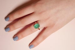 6.7 Carats Cabochon Emerald Claw Set Ring