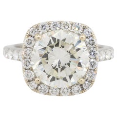 round cushion engagement ring 6.7 Carat Round Diamond Cushion Halo Engagement Ring 18 Karat In Stock