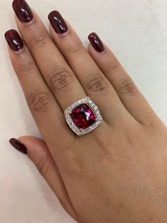 Sunita Nahata Rubellite 6.70ct. Fancy Ring in 18KYG with Tourmaline & Diamond.