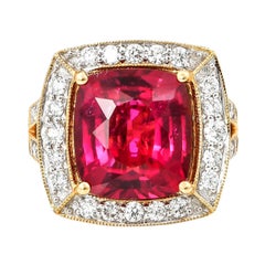 Sunita Nahata Rubellite 6.70ct. Fancy Ring in 18KYG with Tourmaline & Diamond.