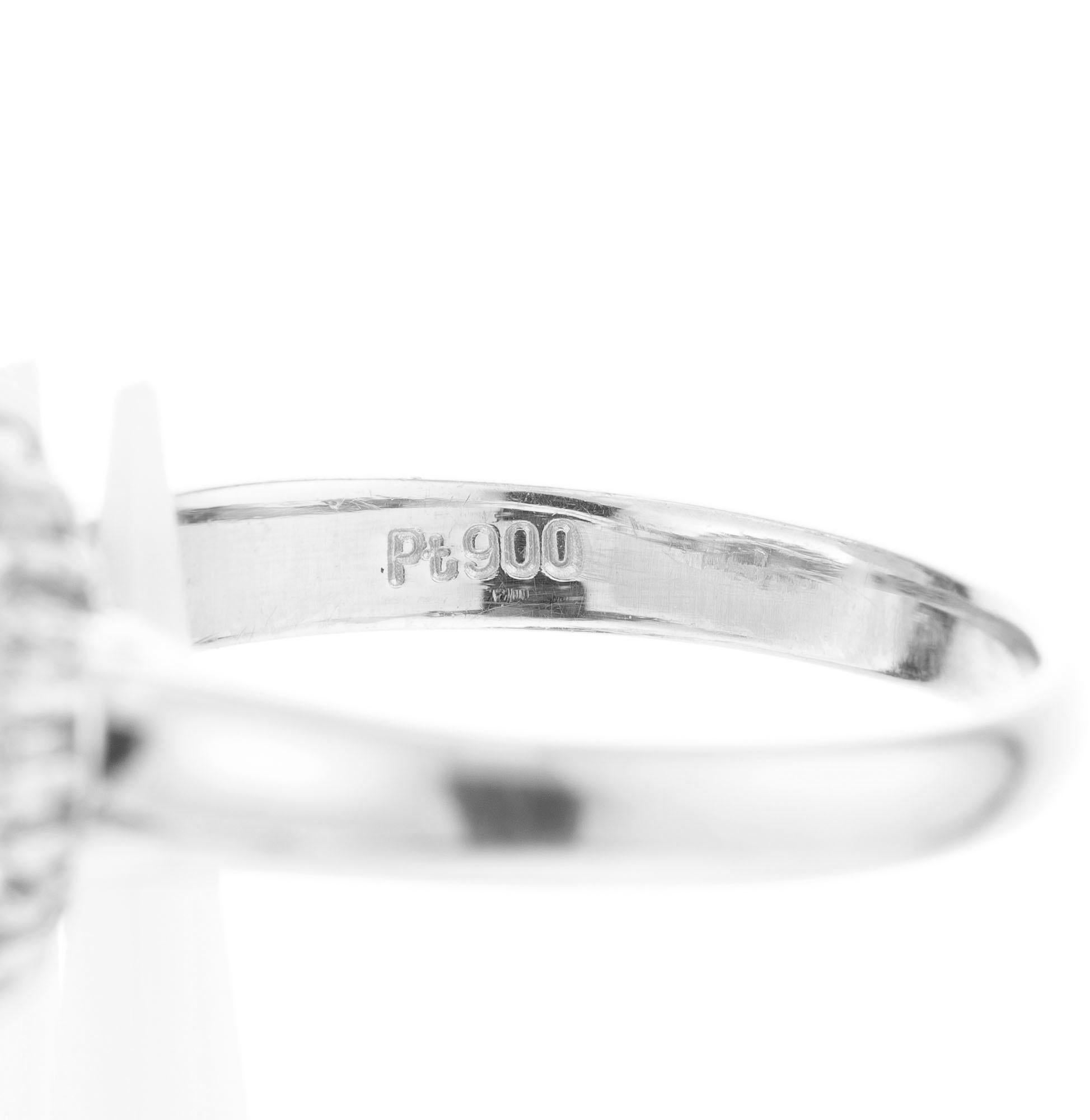 Women's .67 Carat Ruby Diamond Halo Platinum Ballerina Engagement Ring For Sale
