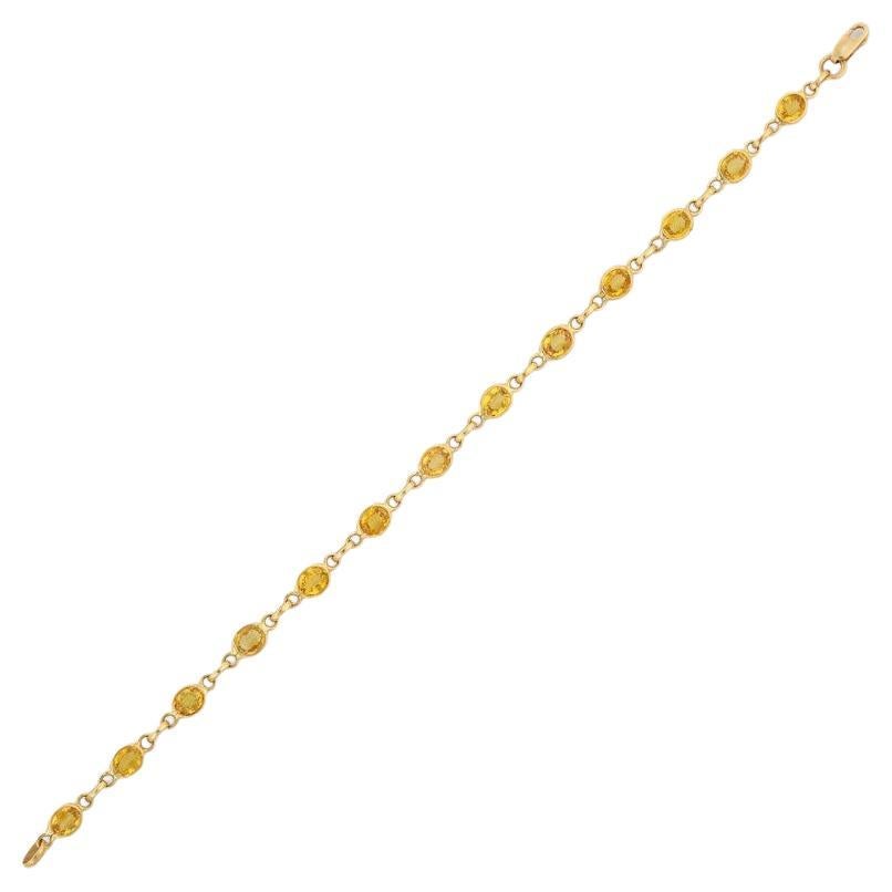 Moderne Bracelet à maillons en or jaune massif 18 carats avec saphir jaune 6,7 carats pour femmes en vente
