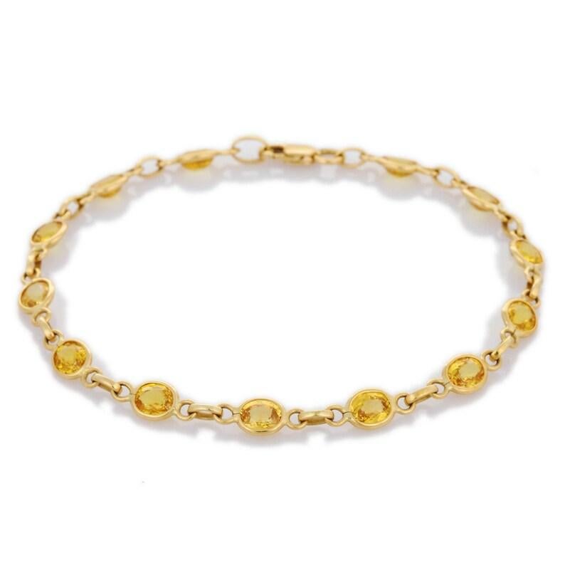 Bracelet à maillons en or jaune massif 18 carats avec saphir jaune 6,7 carats pour femmes Pour femmes en vente