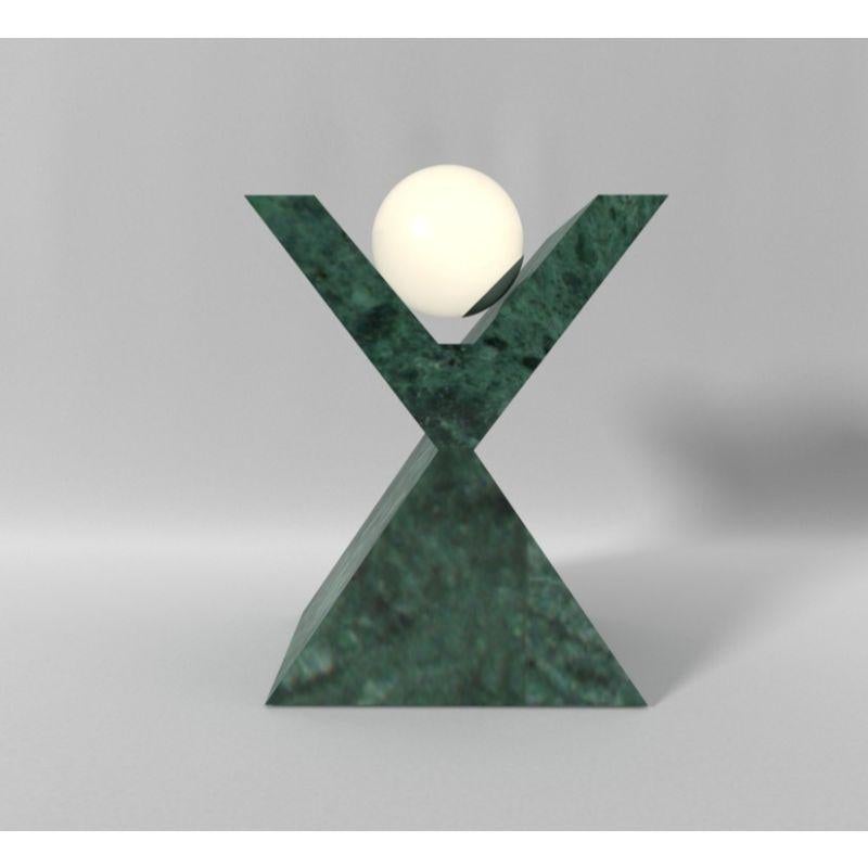 67, Floor lamp, green Guatemala by Sissy Daniele
Dimensions: W60 x D50 x H72 cm
Materials: Green Guatemala, Glass

All our lamps can be wired according to each country. If sold to the USA it will be wired for the USA for instance.

Also