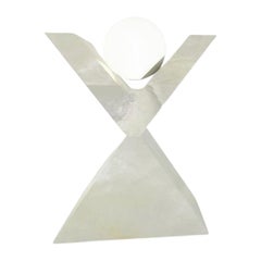 Stehlampe 67, weißer Onyx mit Holzgehäuse von Sissy Daniele