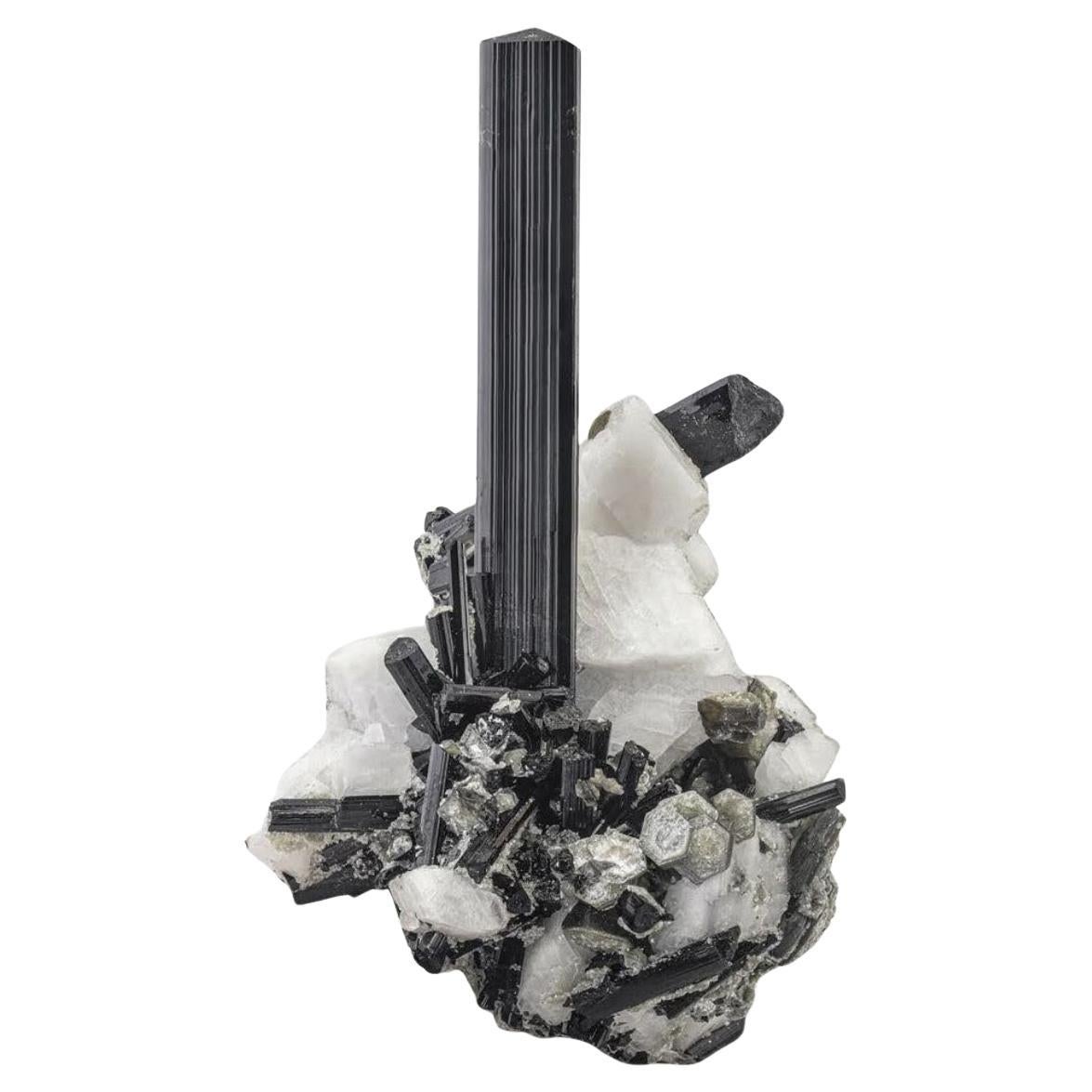 67 Gramos Lusterious Schorl Cristal de Turmalina Negra Sobre Albita De Pakistán