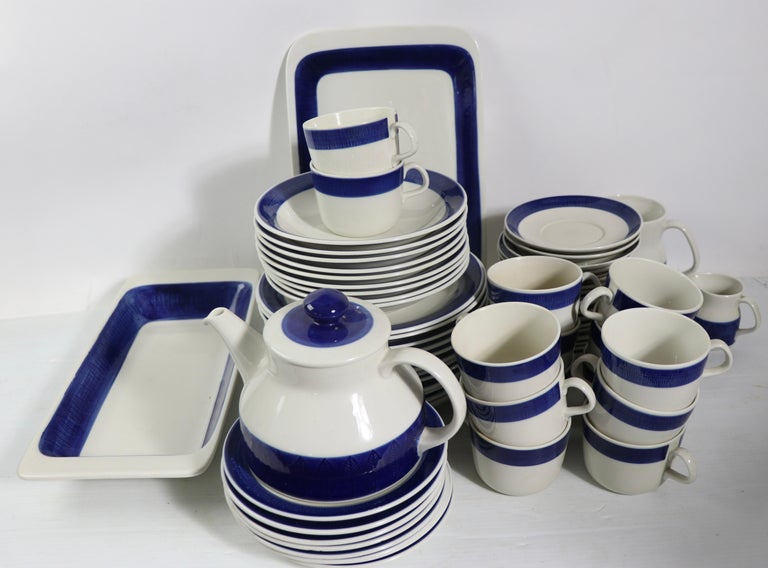 9.5"  Koka Rorstrand Sweden Porcelain Blue White Pottery 