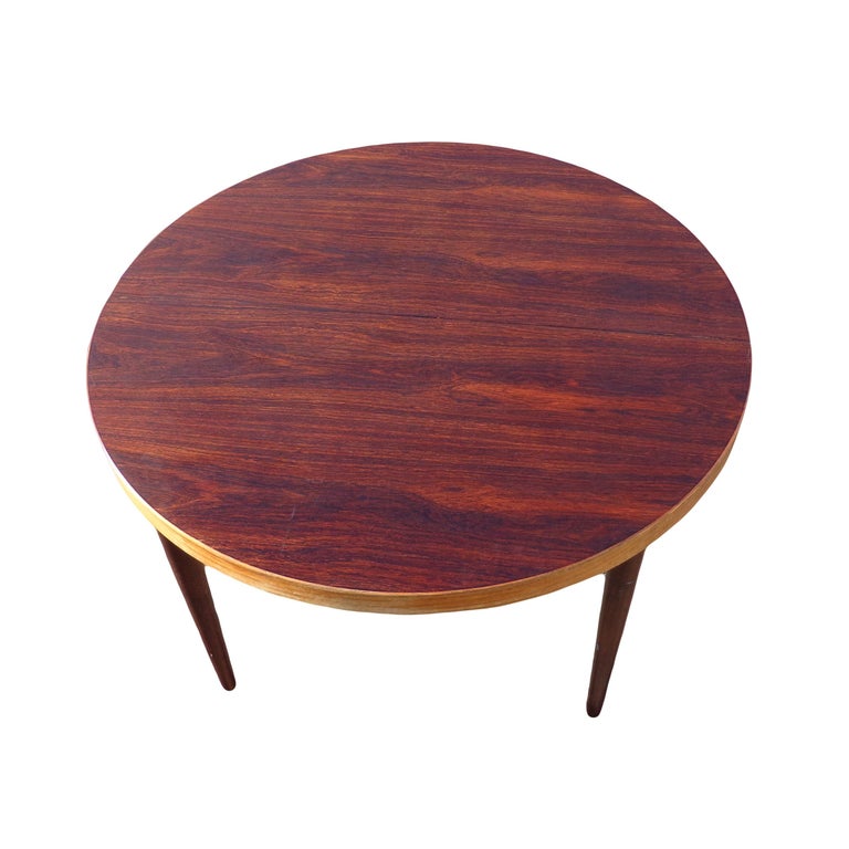 Mid-Century Modern Scandinavian Rosewood Extendable Dining Table  For Sale