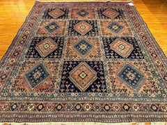 6'7" x 6'9" Yalameh Hand-Knotted Wool Rug – Turkish Tribal Square Area Rug