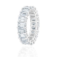 6.70 Carat Emerald Cut Eternity Band Wedding Ring