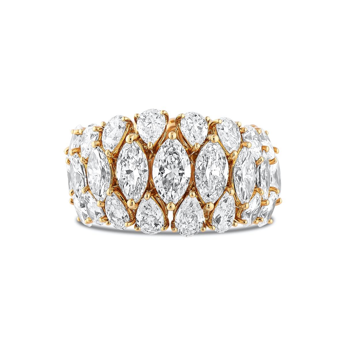 For Sale:  6.70 Carat Marquise-Cut Eternity Diamond Ring in 18K Yellow Gold 2