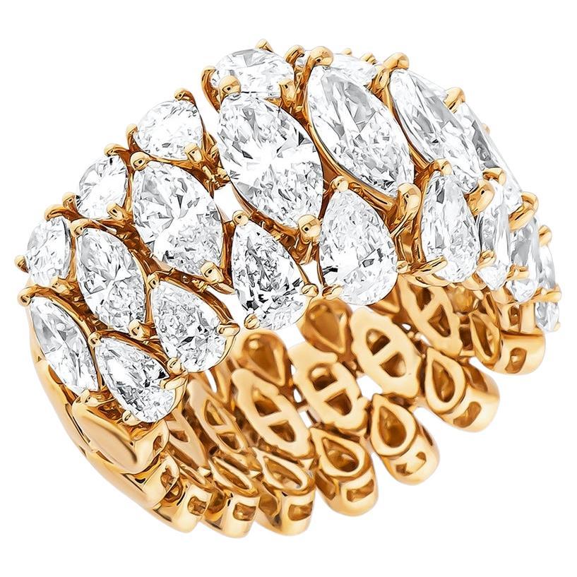 For Sale:  6.70 Carat Marquise-Cut Eternity Diamond Ring in 18K Yellow Gold