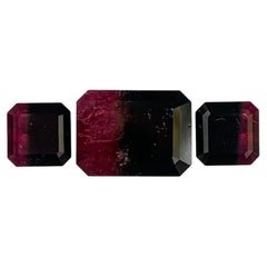 6.70 Carat Natural Loose Bi Colour Tourmaline Set Emerald Shape Gemstone