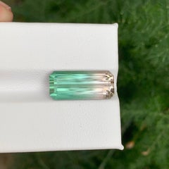 6.70 Carat Natural Loose Bicolor Tourmaline Stone Emerald Cut Afghan Gemstone