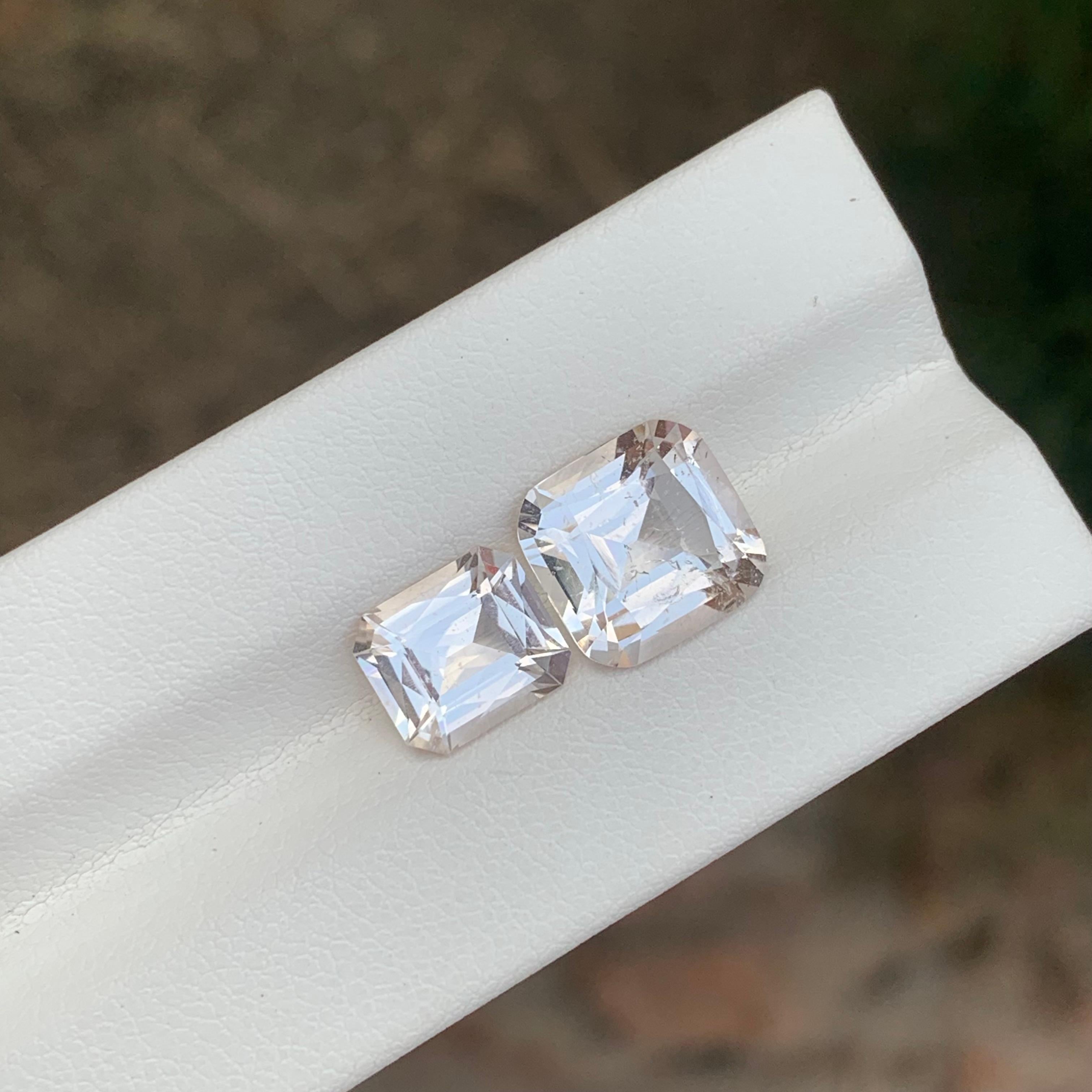 Arts and Crafts 6.70 Carat Natural Loose Dual Morganite Cushion Shape Gemstone For Sale