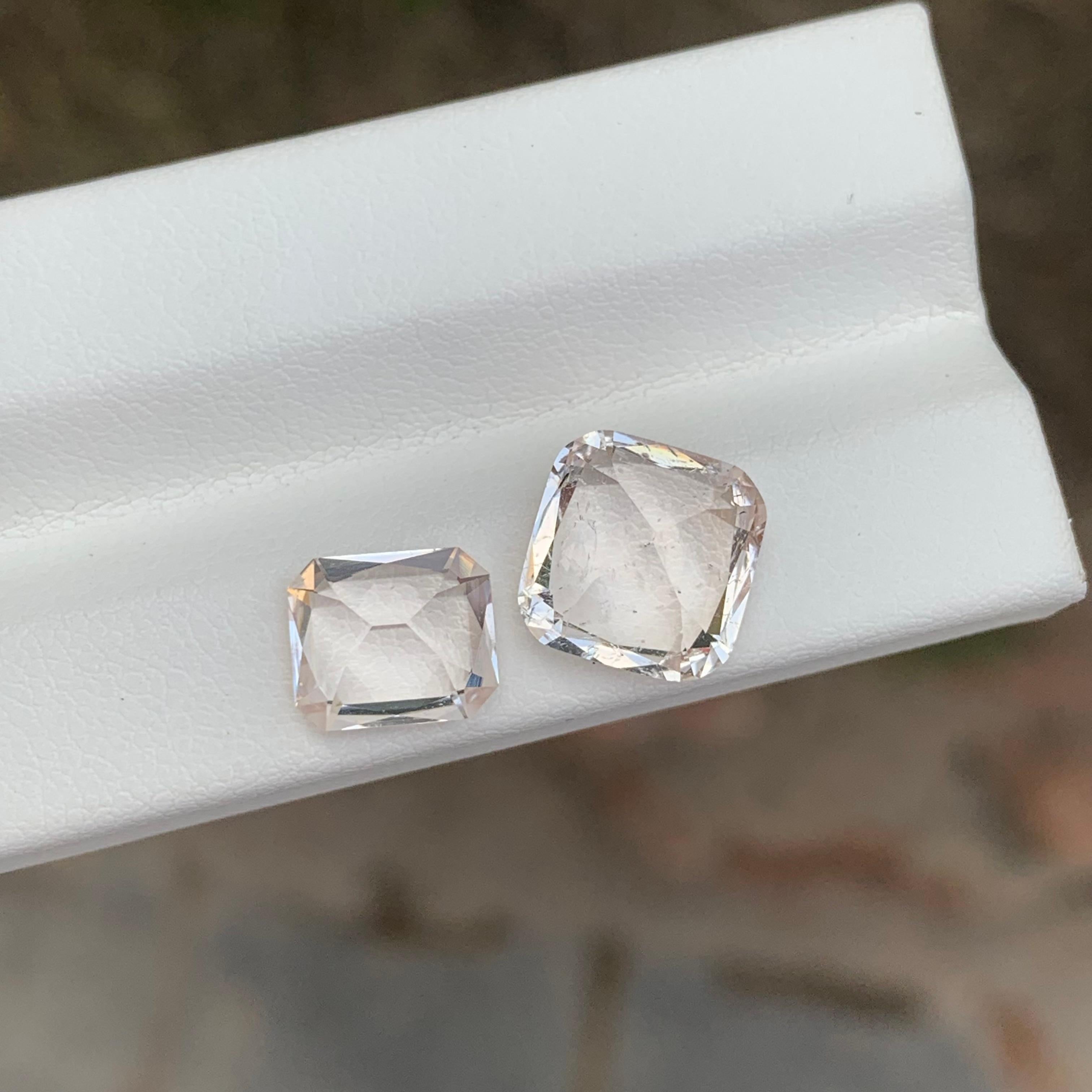 6.70 Carat Natural Loose Dual Morganite Cushion Shape Gemstone In New Condition For Sale In Peshawar, PK