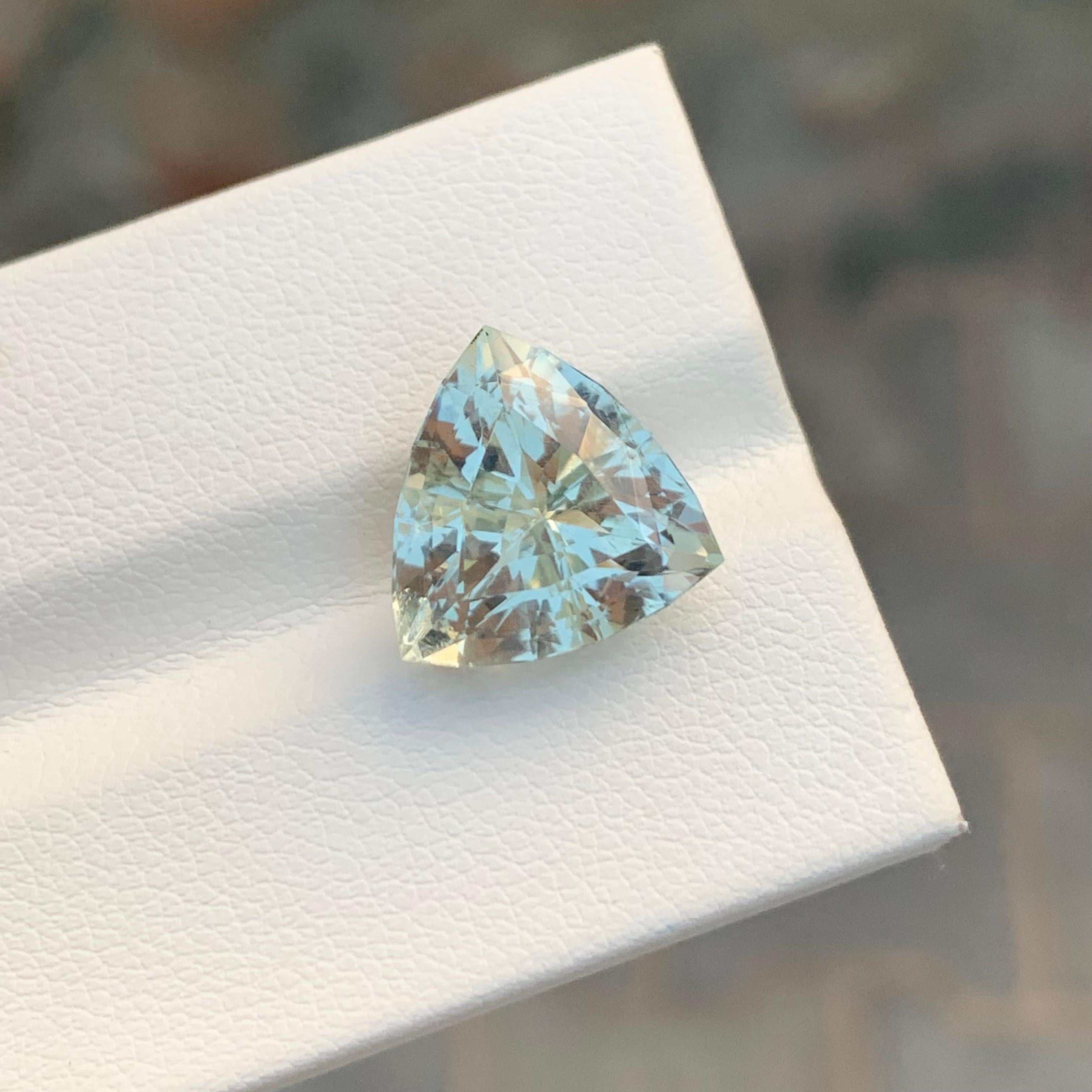 Women's or Men's 6.70 Carat Natural Loose Green Amethyst Trillion Shape Gemstone For Jewellery For Sale