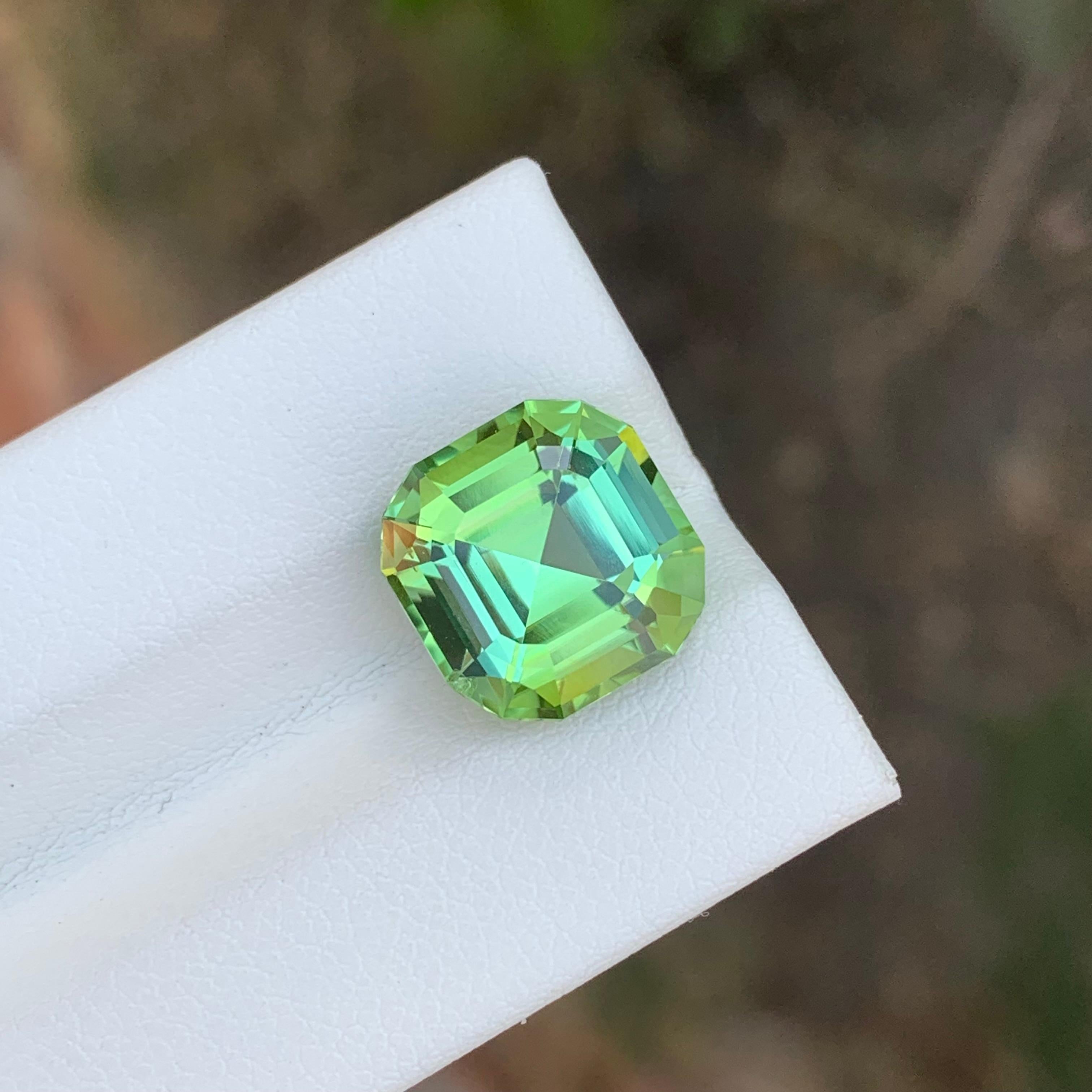 6.70 Carat Natural Loose Green Tourmaline Asscher Shape Gemstone (pierre de taille) en vente 4