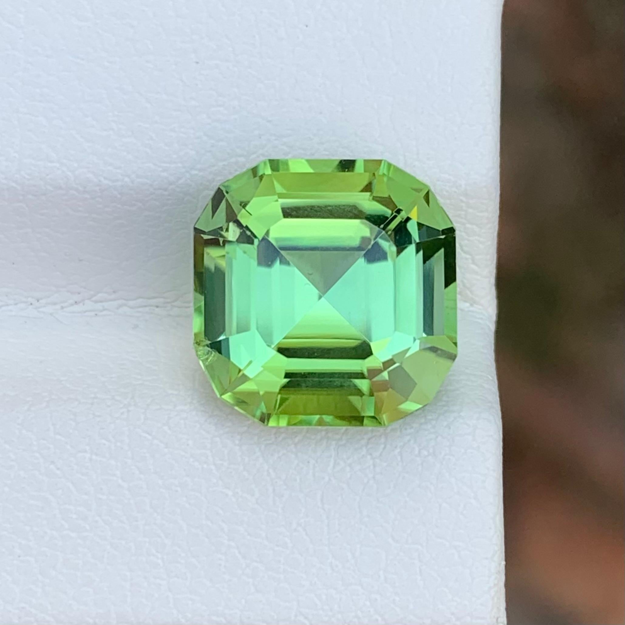 6.70 Carat Natural Loose Green Tourmaline Asscher Shape Gemstone (pierre de taille) en vente 6