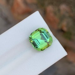 6.70 Carat Natural Loose Green Tourmaline Asscher Shape Gemstone
